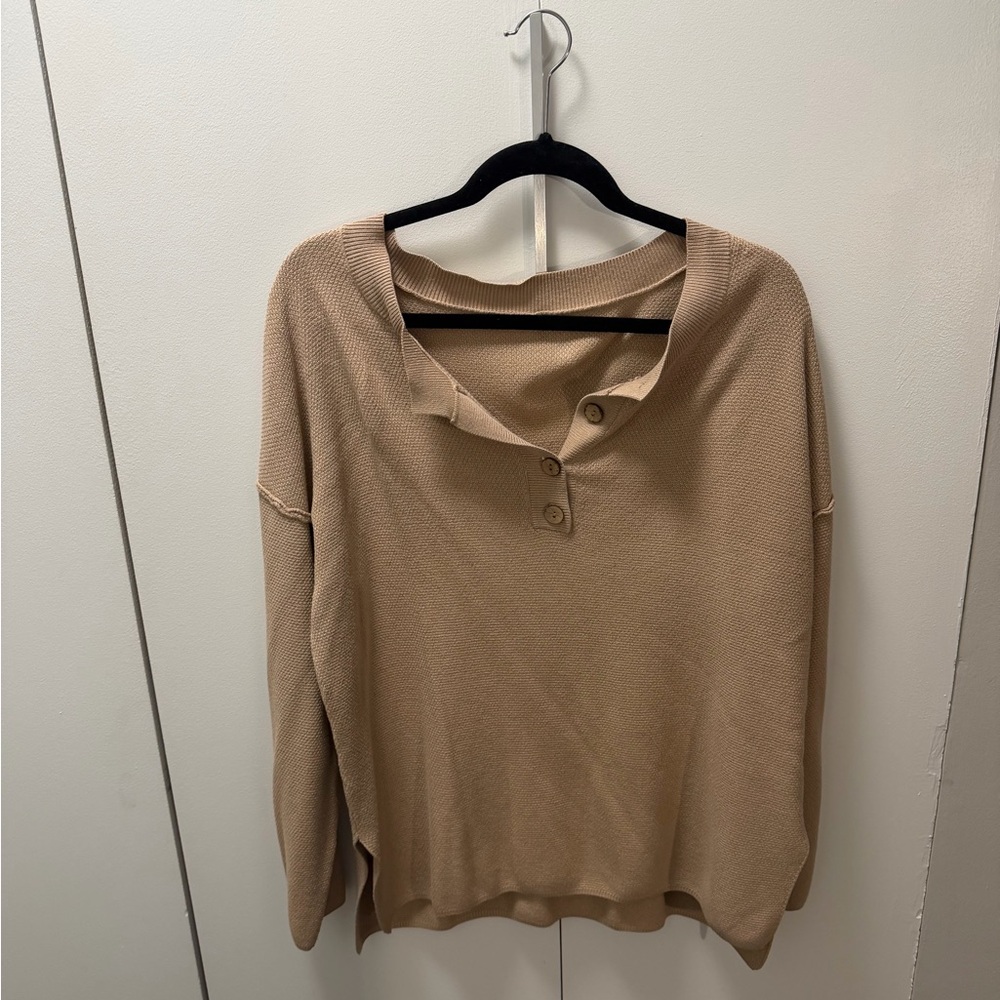Women's Tan Button-Up Top